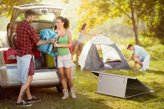 Young friends just came to camping trip